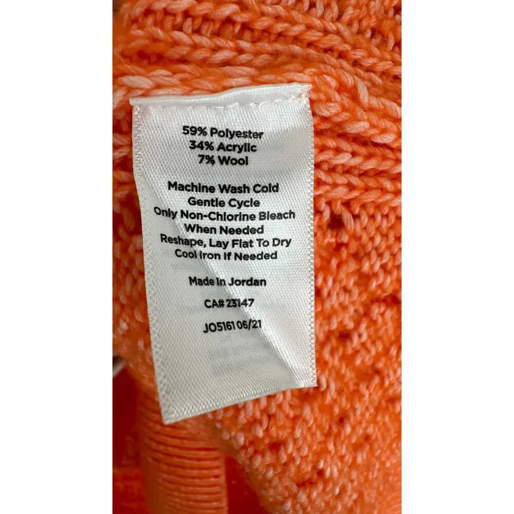 Talbots Mock Neck Wool Blend Sweater Pullover Womens XL Orange Long Sleeve